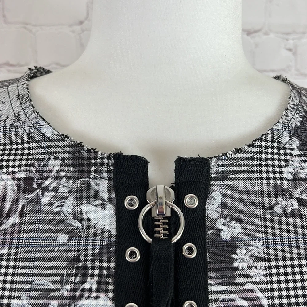 Rachel Roy Baldwin Floral Check Bomber Jacket Size Large - Picture 7 of 16